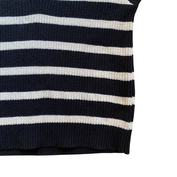 Marled Striped Sweater Vest Top Sz S Black Dark Academia Preppy Old Money Coast - Picture 5 of 11